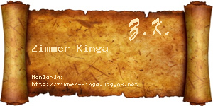Zimmer Kinga névjegykártya